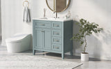 English Elm 36" Bathroom Vanity With Sink Combo, Green Bathroom Cabinet With Drawers, Solid Frame and Mdf Board