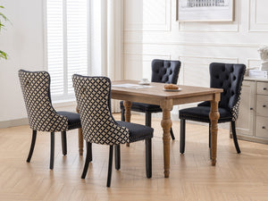 English Elm Classic Velvet Tufted Dining Chair with Solid Wood Frame, High-Density Foam & Steel Spring Support Black W1143P152034