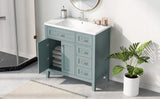 English Elm 36" Bathroom Vanity With Sink Combo, Green Bathroom Cabinet With Drawers, Solid Frame and Mdf Board