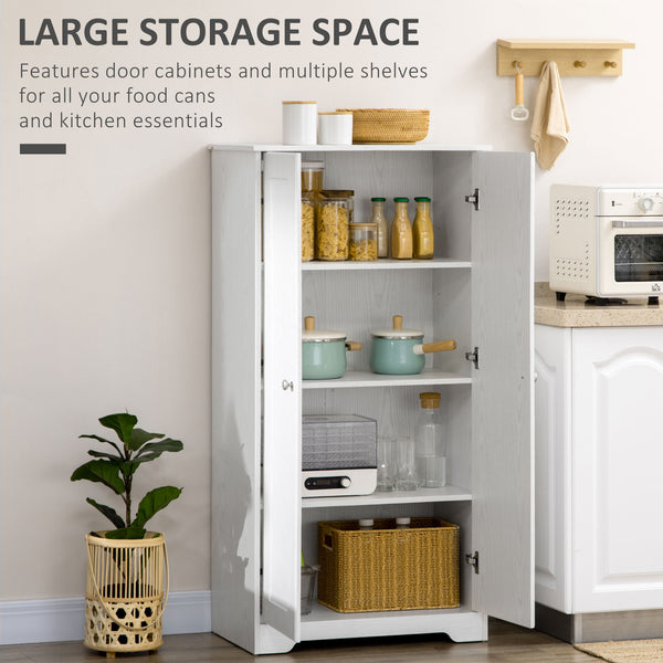 English Elm Homcom Kitchen Pantry Storage Cabinet With Adjustable Shelves - Modern White Cupboard For Any Room W2225P157922