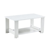 English Elm A Modern and Minimalist White Double Layered Rectangular Coffee Table and Coffee Table. Mdf Material Is More Durable and Suitable For Living Rooms, Bedrooms, and Study Rooms. 19.6 "*35.4"*16.5 "Ct-16