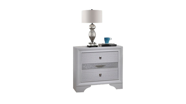 English Elm Matrix Acacia Wood 2-Drawer Nightstand in White — Full-Extension Drawers, Metal Pulls, Timeless Charm 808857902306