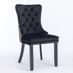 English Elm Classic Velvet Tufted Dining Chair with Solid Wood Frame, High-Density Foam & Steel Spring Support Black W1143P152034