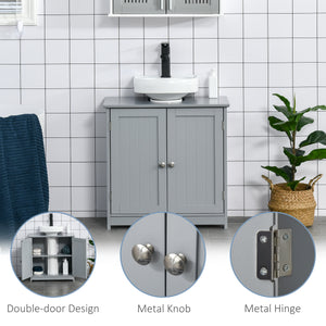 English Elm Kleankin Compact Pedestal Sink Storage Cabinet With Adjustable Shelf, Elegant Gray Design For Bathrooms W2225P157914