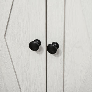 English Elm HOMCOM Farmhouse Barn Door Accent Cabinet with Drawer & Adjustable Shelf, Anti-Tip White Sideboard - Stylish Storage for Kitchen, Living Room (34.5"H) W2225P160343