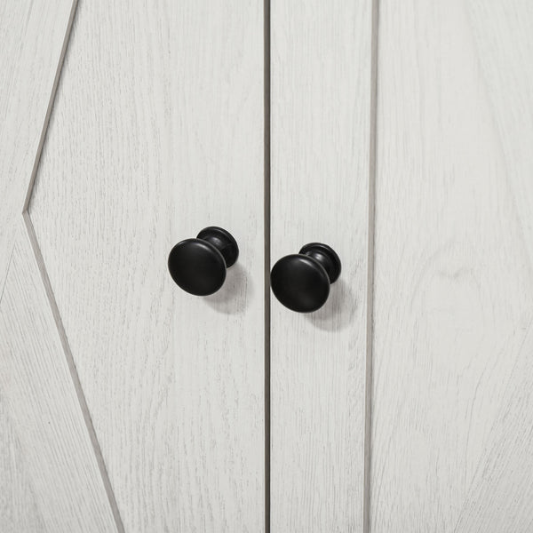 English Elm HOMCOM Farmhouse Barn Door Accent Cabinet with Drawer & Adjustable Shelf, Anti-Tip White Sideboard - Stylish Storage for Kitchen, Living Room (34.5"H) W2225P160343