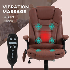English Elm HOMCOM Microfiber High-Back Massage Office Chair with Heat, 6-Point Vibrating, Recline, Red W2225P157913