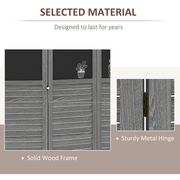 English Elm Homcom 4-Panel Folding Room Divider With Writable Blackboard - Stylish Privacy Screen For Home & Office W2225P157903