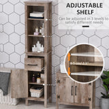 English Elm Kleankin Tall Bathroom Storage Cabinet, Freestanding Linen Tower With 3-Tier Open Adjustable Shelves, and Drawer, Narrow Slim Floor Organizer