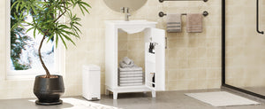 English Elm 20 Inch Modern Small Bathroom Vanity Cabinet with Ceramic Basin, Soft-Close Door & Storage White WF318756AAK