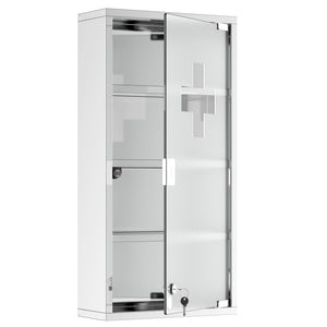 English Elm Kleankin Wall Mounted Medicine Cabinet – Lockable Stainless Steel Organizer With 4 Shelves & Glass Door W2225P157925