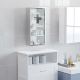 Kleankin Locking Medicine Cabinet, 4 Tier Shelves, Stainless Steel Frame, Glass Door, Lockable, 2 Keys, Silver, 12