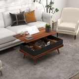 Walnut Finish Lift Top Coffee Table with Hidden Compartments by Homcom