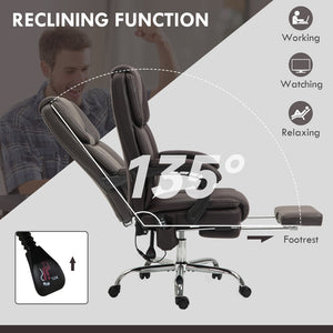 English Elm Vinsetto Ergonomic Massage Office Chair With Heat, Recline, Footrest & 6 Vibration Points, Brown W2225P157910-GIGA
