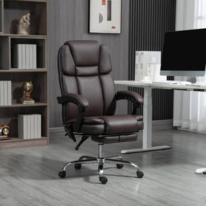 English Elm Vinsetto Ergonomic Massage Office Chair With Heat, Recline, Footrest & 6 Vibration Points, Brown W2225P157910-GIGA