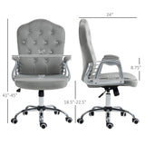 English Elm Vinsetto Home Office Chair, Velvet Computer Chair, Button Tufted Desk Chair With Swivel Wheels, Adjustable Height, and Tilt Function, Light Gray