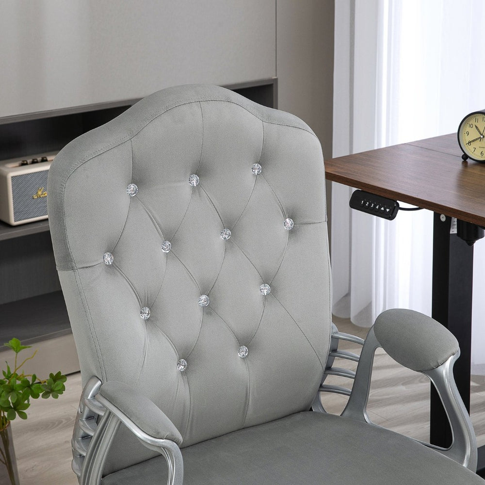 English Elm Vinsetto Velvet Office Chair - Stylish Button Tufted Desk Chair With Swivel Wheels & Adjustable Height W2225P157904-GIGA