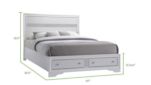 English Elm Traditional Matrix Queen 4-Piece White Storage Bedroom Set with Headboard, 7-Drawer Dresser, Mirror and Nightstand 808857799746