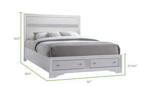 English Elm Traditional Queen Matrix 5-Pc Storage Bedroom Set in White Engineered Wood with Drawers, Mirror & Chest 808857593627