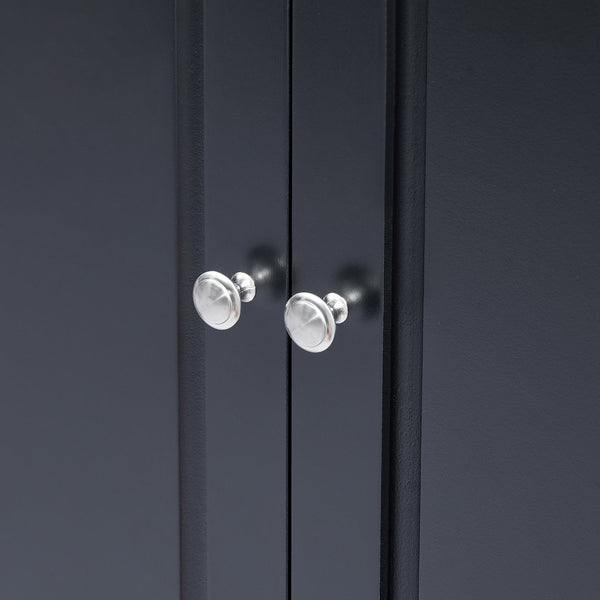 English Elm Tall Tall Storage Cabinet with Three Drawers and Doors for Bathroom or Office, Slim MDF Organizer Black WF299282AAB