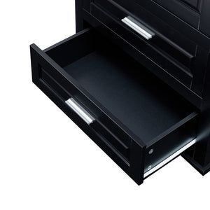 English Elm Tall Matte Black Storage Cabinet with Three Drawers and Enclosed Shelves for Home N725P333572B