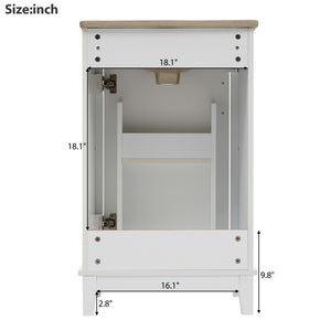 English Elm 20 Inch Modern Small Bathroom Vanity Cabinet with Ceramic Basin, Soft-Close Door & Storage White WF318756AAK