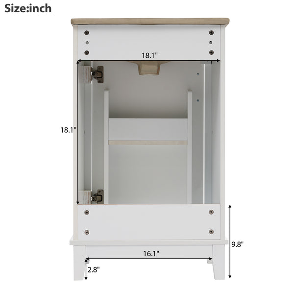 English Elm 20 Inch Modern Small Bathroom Vanity Cabinet with Ceramic Basin, Soft-Close Door & Storage White WF318756AAK
