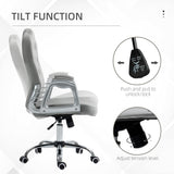 English Elm Vinsetto Home Office Chair, Velvet Computer Chair, Button Tufted Desk Chair With Swivel Wheels, Adjustable Height, and Tilt Function, Light Gray