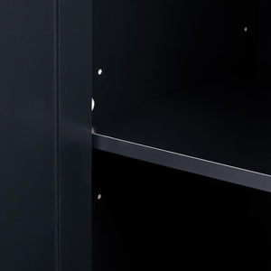 English Elm Tall Tall Storage Cabinet with Three Drawers and Doors for Bathroom or Office, Slim MDF Organizer Black WF299282AAB