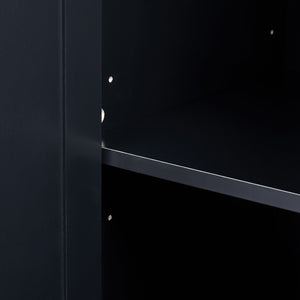 English Elm Tall Matte Black Storage Cabinet with Three Drawers and Enclosed Shelves for Home N725P333572B