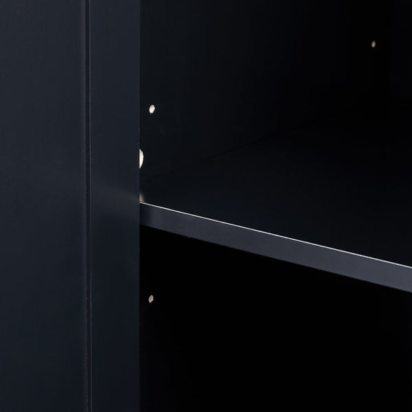 English Elm Tall Matte Black Storage Cabinet with Three Drawers and Enclosed Shelves for Home N725P333572B
