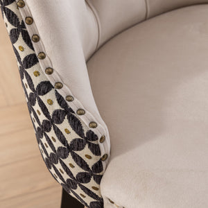 English Elm Classic Velvet Tufted Dining Chair with Solid Wood Frame, High-Density Foam & Steel Spring Comfort Beige W1143P152035