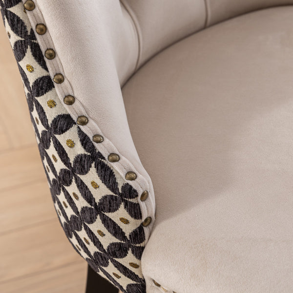 English Elm Classic Velvet Tufted Dining Chair with Solid Wood Frame, High-Density Foam & Steel Spring Comfort Beige W1143P152035