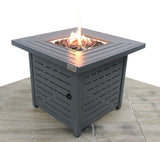 English Elm 25" H Steel Outdoor Fire Pit Table With Lid