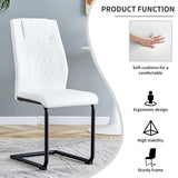 English Elm Modern Dining Chairs With Faux Leather Upholstered Seats - Dining Room Chairs With Metal Legs, Suitable For Kitchen, Living Room, Bedroom, Dining Room Side Chairs, Set Of 4 Pieces (White+Pu Leather)