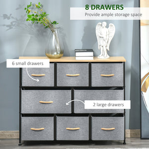 English Elm HOMCOM 8-Drawer Fabric Dresser with Wood Top, Steel Frame, Foldable Organizer Tower for Bedroom W2225P157935