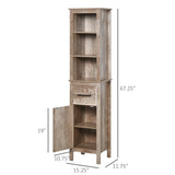 English Elm Kleankin Tall Bathroom Storage Cabinet, Freestanding Linen Tower With 3-Tier Open Adjustable Shelves, and Drawer, Narrow Slim Floor Organizer