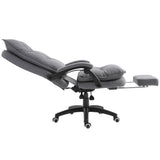 English Elm Vinsetto 360° Swivel Executive Home Office Chair Adjustable Height Linen Style Fabric Recliner With Retractable Footrest and Double Padding, Grey