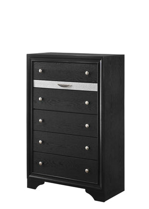 English Elm Traditional Full 5PC Storage Bedroom Set in Black — Engineered Wood Bed w/ Drawers, Dresser & Mirror B009S01344