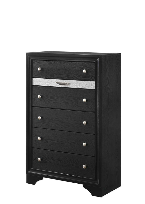 English Elm Traditional Full 5PC Storage Bedroom Set in Black — Engineered Wood Bed w/ Drawers, Dresser & Mirror B009S01344