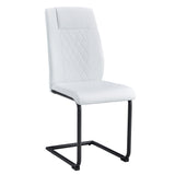 English Elm Modern Dining Chairs With Faux Leather Upholstered Seats - Dining Room Chairs With Metal Legs, Suitable For Kitchen, Living Room, Bedroom, Dining Room Side Chairs, Set Of 4 Pieces (White+Pu Leather)