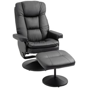 English Elm HOMCOM Swivel Recliner with Ottoman - PU Leather Reclining Chair 135° Comfort, Padded Support W2225P157915