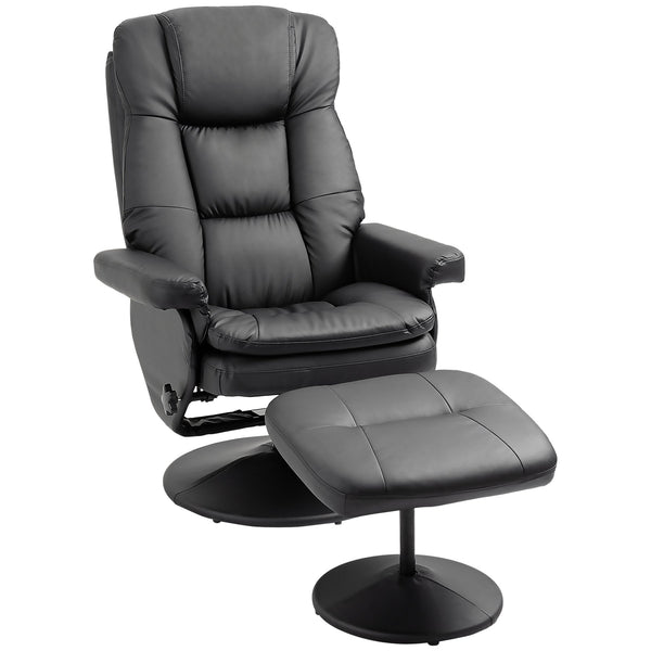 English Elm HOMCOM Swivel Recliner with Ottoman - PU Leather Reclining Chair 135° Comfort, Padded Support W2225P157915