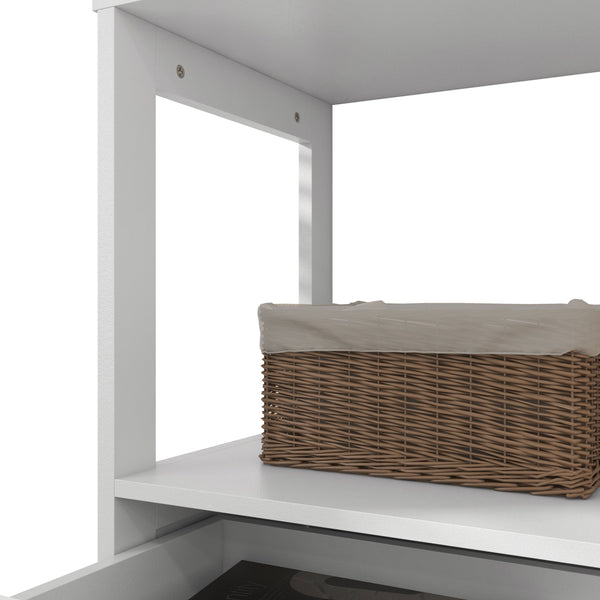 English Elm kleankin Farmhouse Linen Cabinet with Drawer & Shelves, Anti-Tip Bathroom Storage Tower, White W2225P157907