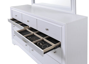 English Elm Traditional Matrix Full 4PC Bedroom Set in White Wood with Storage Drawers, Dresser & Mirror Elegance B009S01343