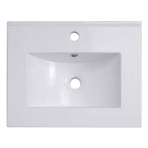English Elm 20 Inch Modern Small Bathroom Vanity Cabinet with Ceramic Basin, Soft-Close Door & Storage White WF318756AAK