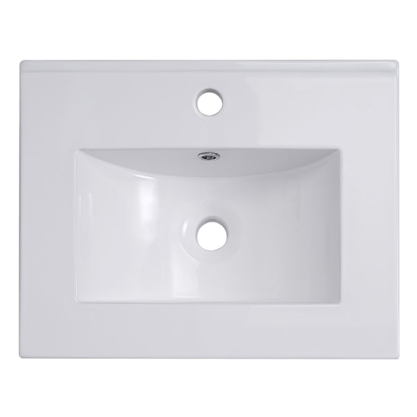 English Elm 20 Inch Modern Small Bathroom Vanity Cabinet with Ceramic Basin, Soft-Close Door & Storage White WF318756AAK