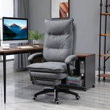 Vinsetto 360° Swivel Executive Office Chair, Adjustable Height, Linen Style, Recliner with Footrest, Double Padding - Grey