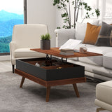 English Elm Homcom Lift Top Coffee Table, 39.25" Coffee Table With Hidden Compartments and Wood Legs, Walnut