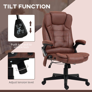 English Elm HOMCOM Microfiber High-Back Massage Office Chair with Heat, 6-Point Vibrating, Recline, Red W2225P157913